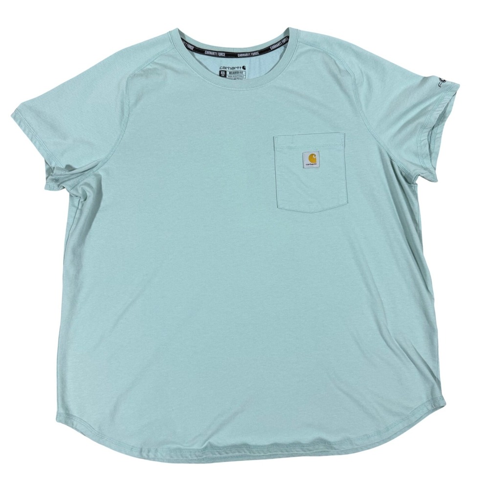 Carhartt Pocket T Shirt Womens XXL 20 Relaxed Fit Green Short Sleeve Workwear